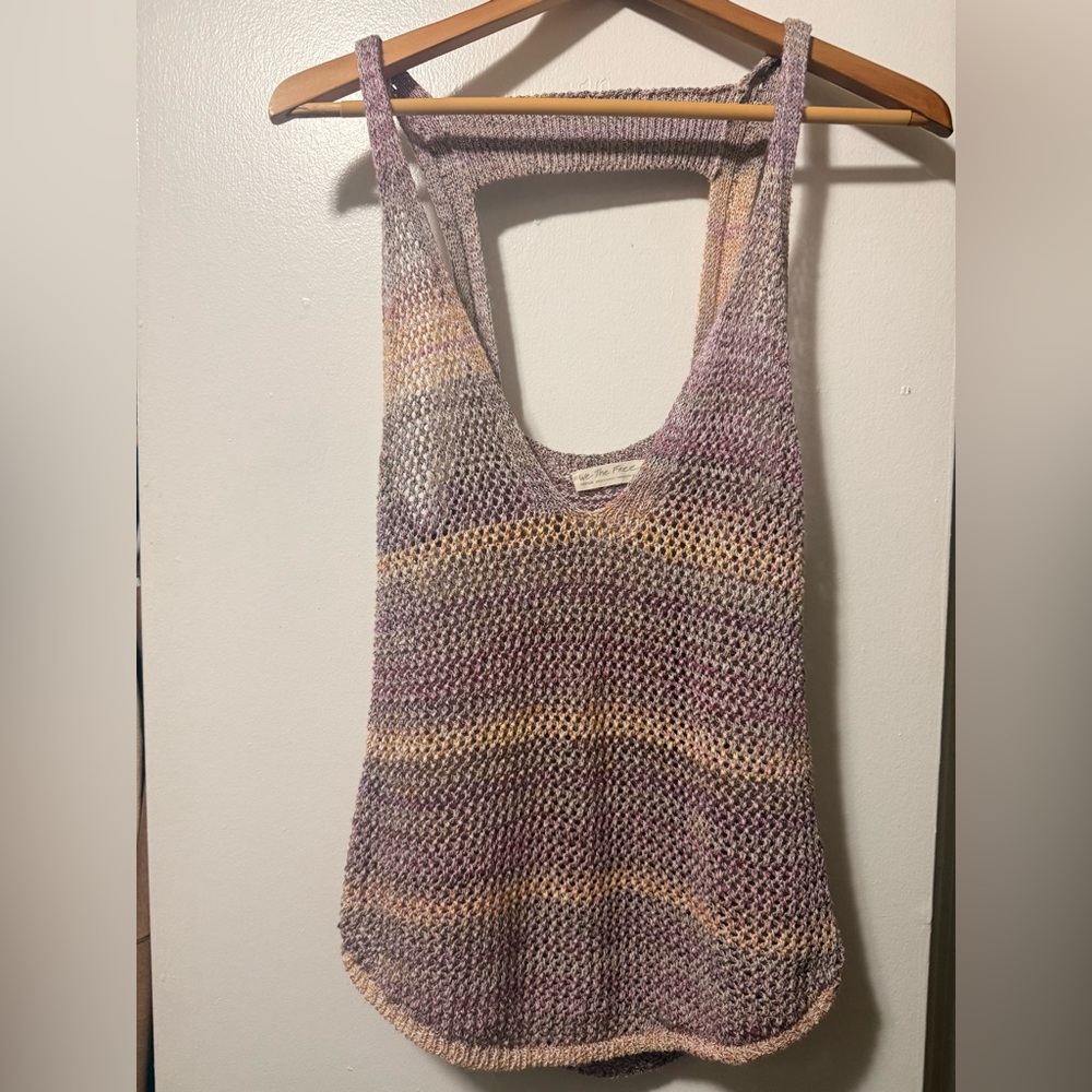 We The Free Purple and Cream Knit Tank Top
